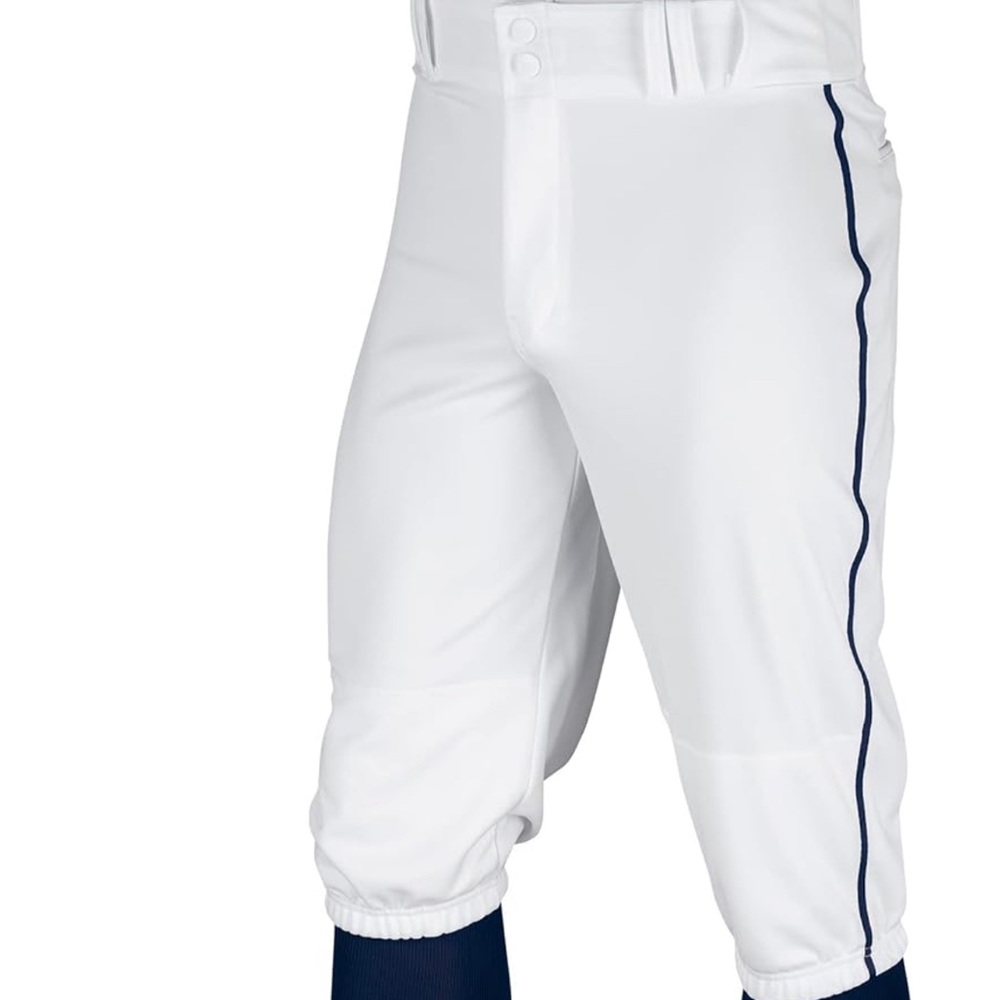 Youth small Champro three-quarter length white baseball pant with black